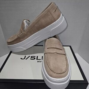 J/Slides Ava Platform Loafer Size 10 Lt Sand Suede